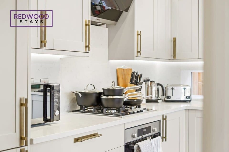 MICROWAVE, POTS AND PANS, UTENSILS, KNIVES,  KETTLE AND TOASTER