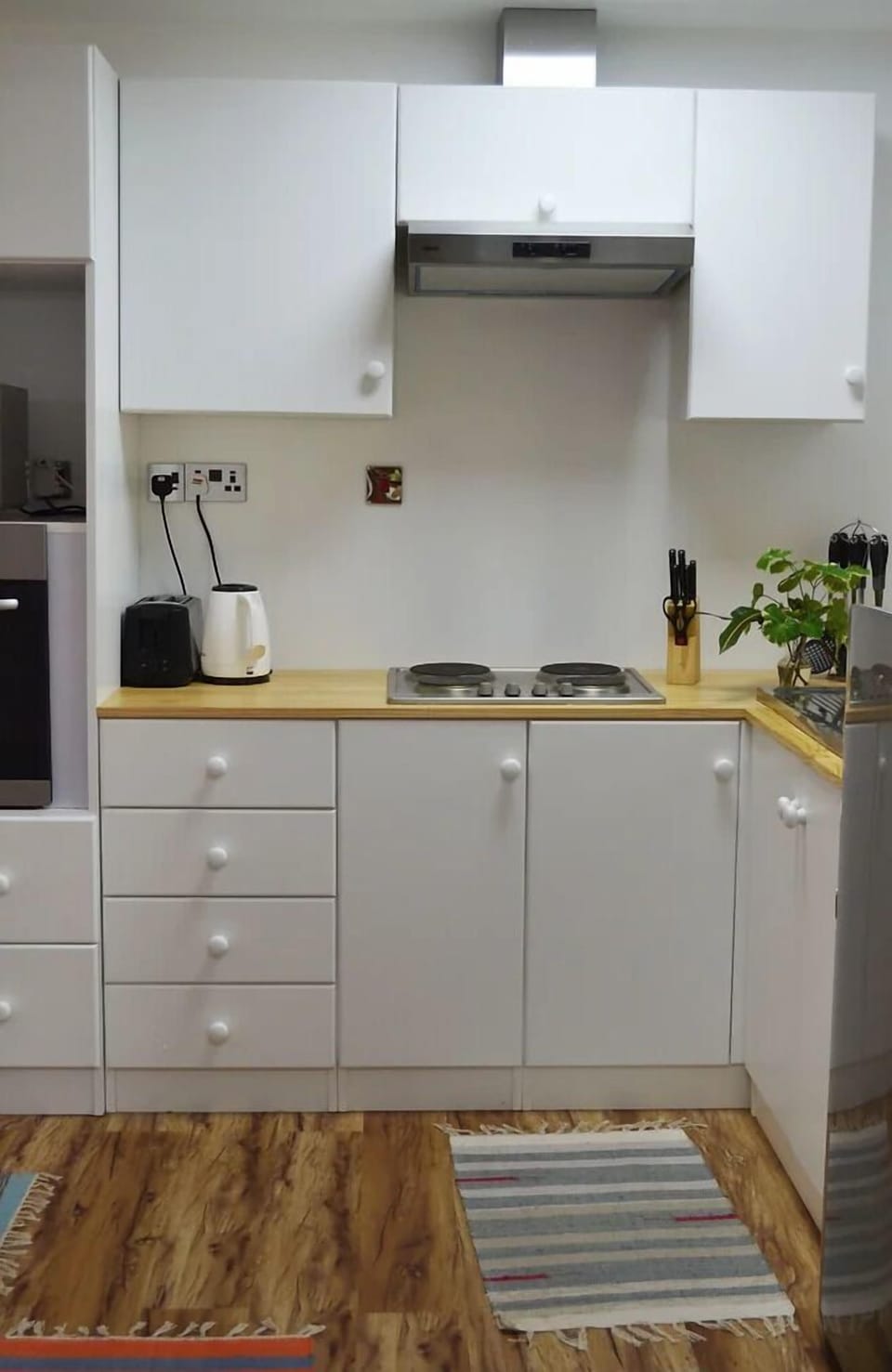 Full-size fridge, microwave, oven, stovetop