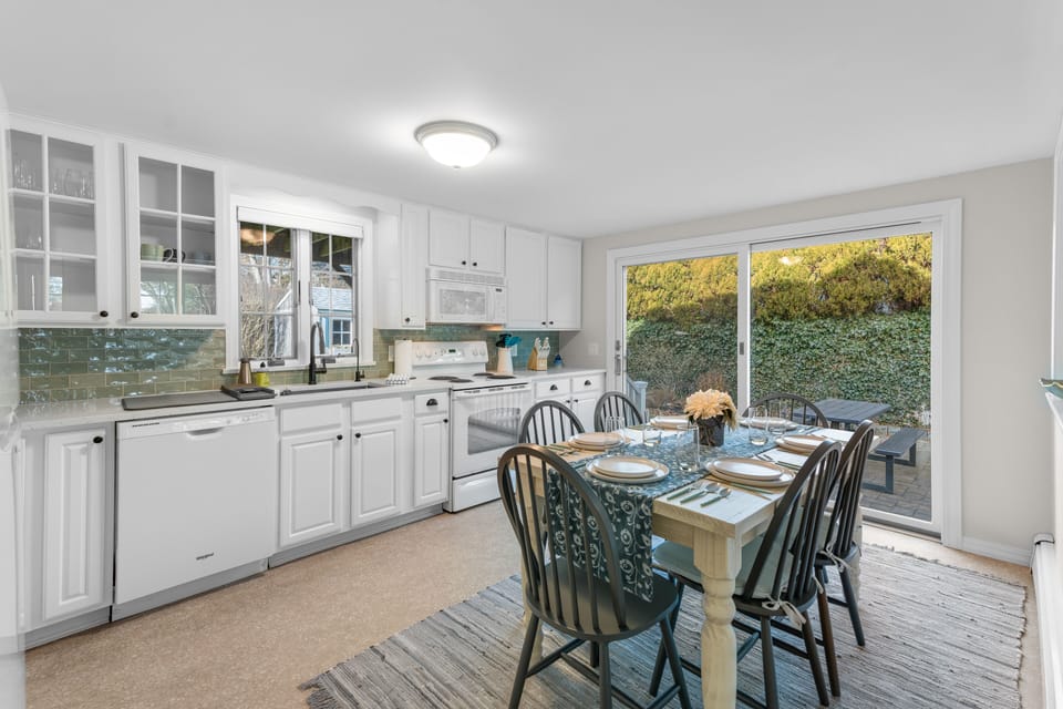 Kitchen with sliding glass patio door