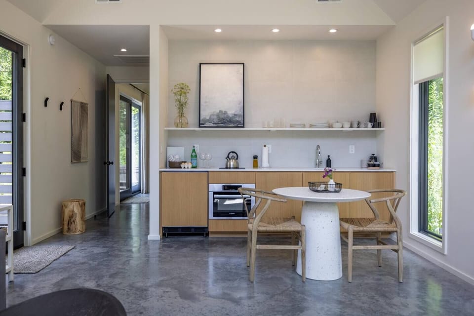 Well stocked kitchenette for dining in