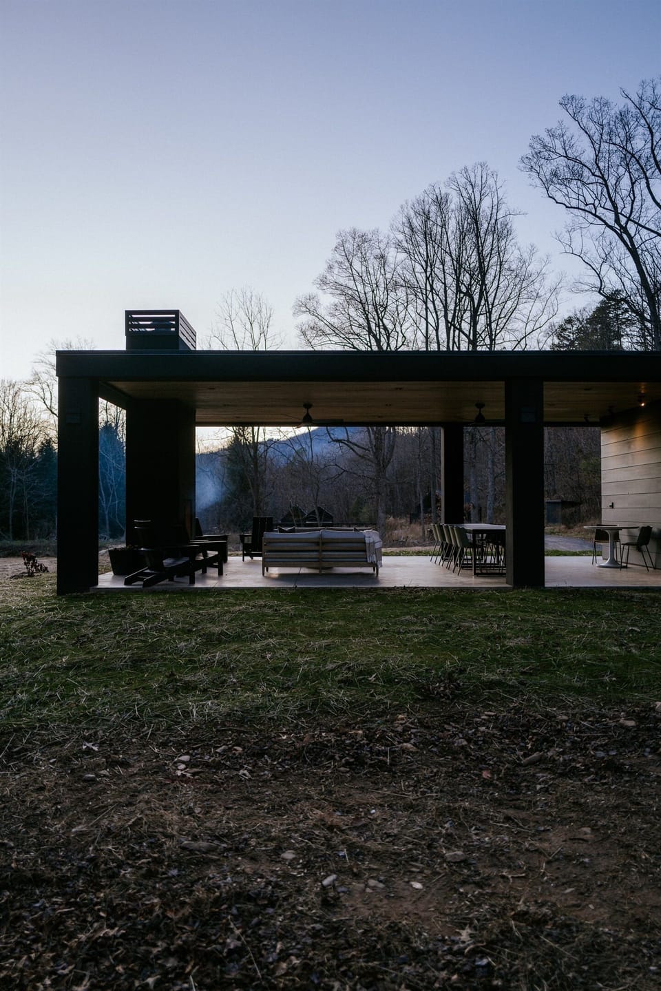 The community pavilion at twilight