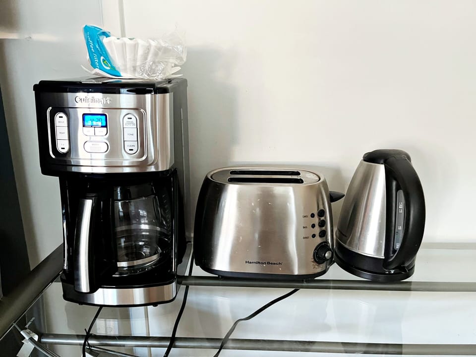 coffee machine, toaster, and water boiler