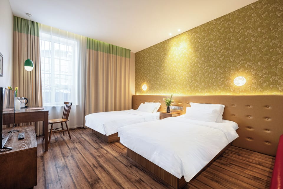 Luxury Room, Multiple Beds, Non Smoking | Desk, laptop workspace, blackout drapes, soundproofing