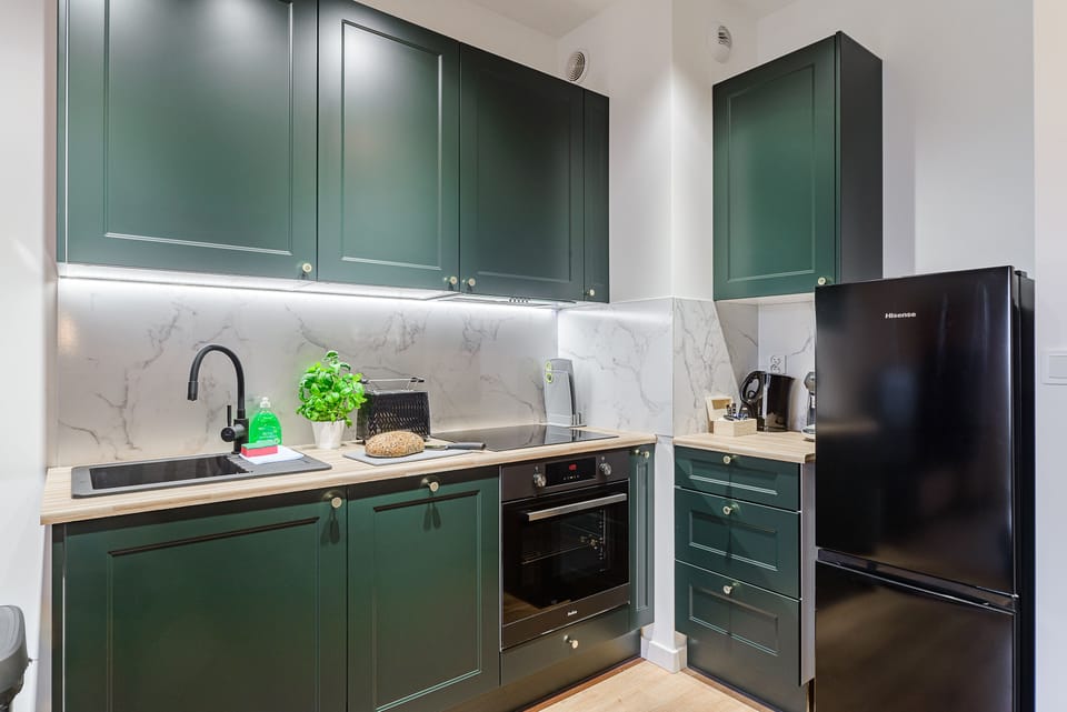 Deluxe Apartment | Private kitchen | Full-size fridge, oven, stovetop, dishwasher