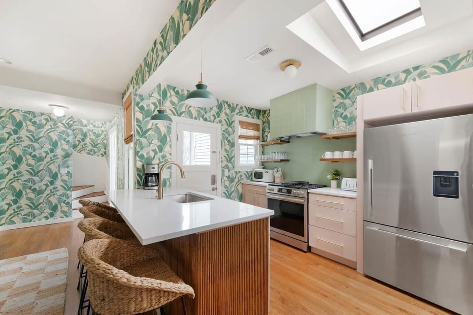 Fully equipped kitchen with everything you need to cook a meal with seating for 4 on the island