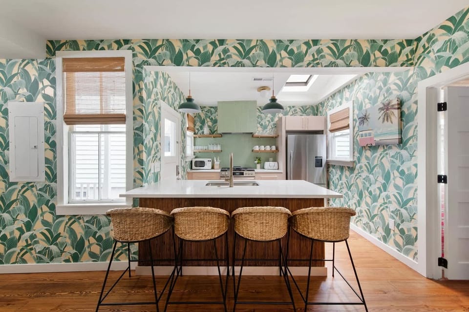 Fully equipped kitchen with everything you need to cook a meal with seating for 4 on the island