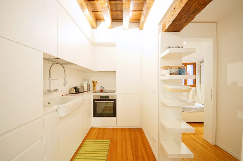 Apartment | Private kitchen | Full-size fridge, microwave, oven, stovetop