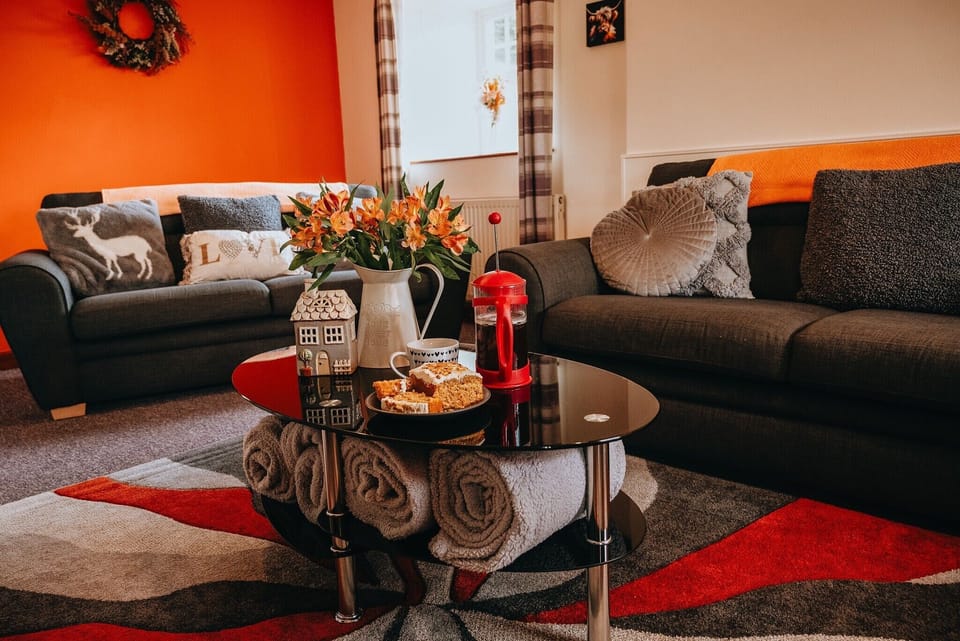 House | Living area | TV, fireplace