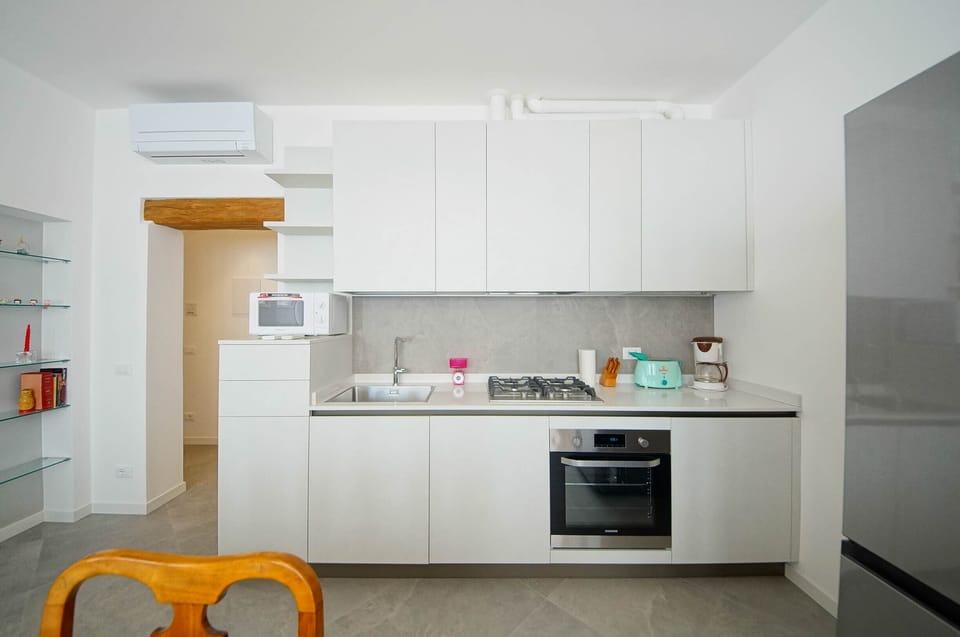Apartment | Private kitchen | Full-size fridge, microwave, oven, stovetop