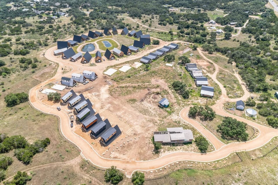 Aerial view of the Gruene Lake Ranch community - currently under construction