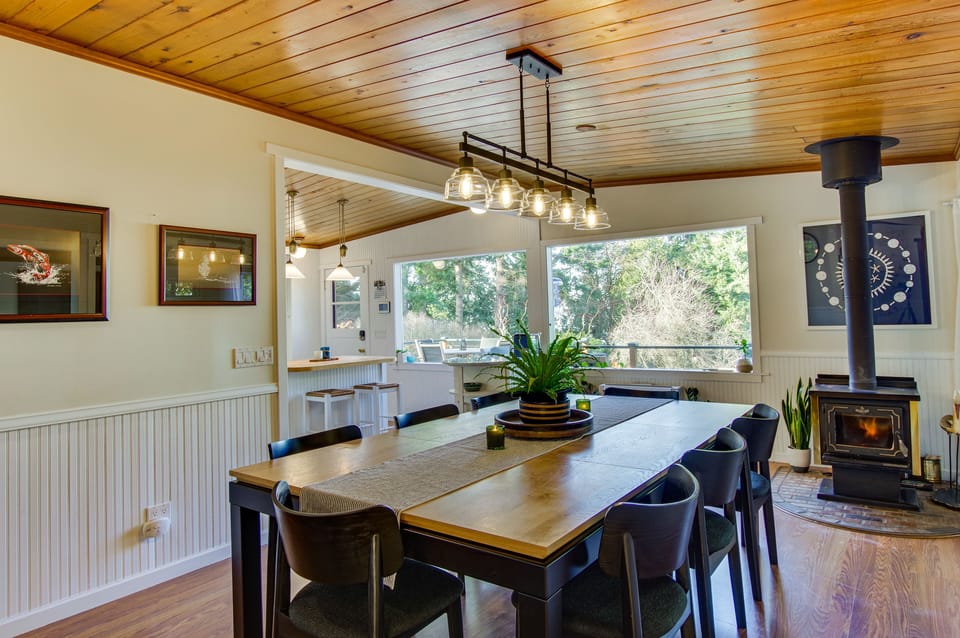 Dining Area/Pool Table | Wood-Burning Stove