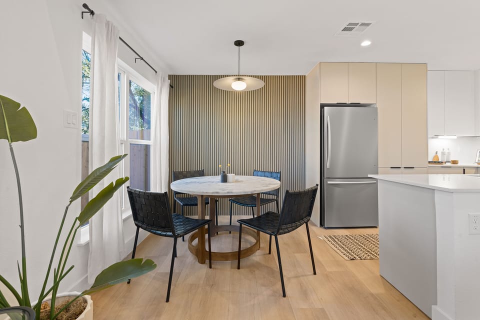 Dining area has seating for 4.