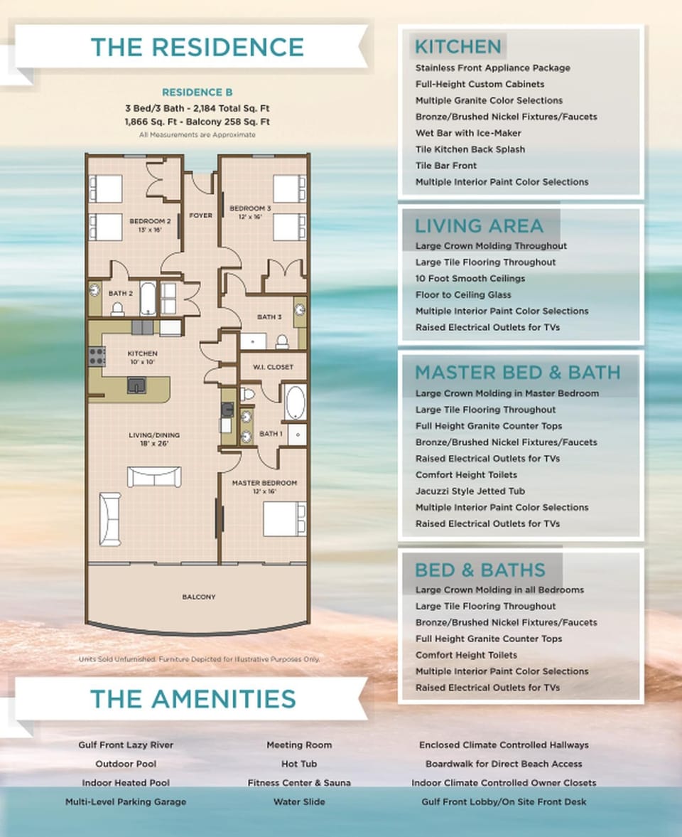 Explore this 3 bedroom 3 bath vacation rental with stunning views and beachfront balcony access from the master suite