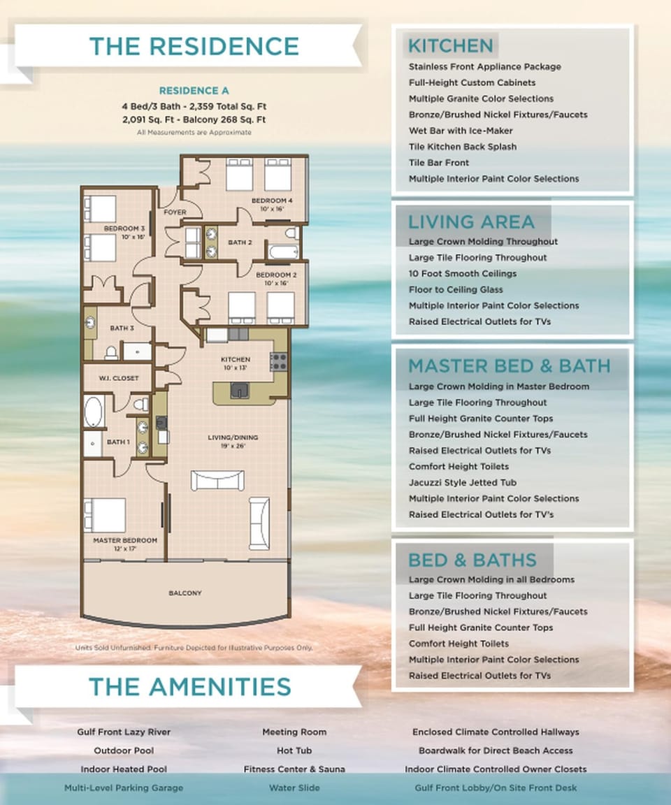 Explore this spacious 4 bedroom 3 bath rental with stunning views and beachfront balcony access from the master suite