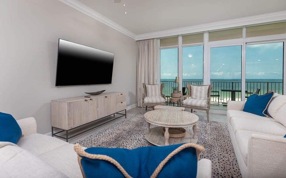 Sink into the sofa with queen sleeper, stream shows on the TV, and step onto the balcony to watch the beach