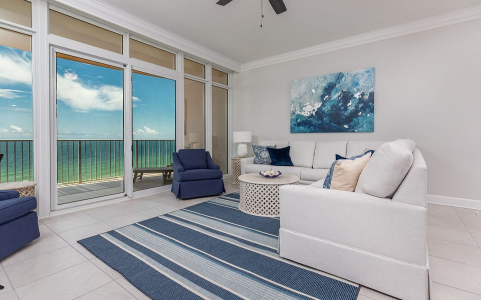 Open the sliding glass doors, step onto the balcony, and watch gulf waters stretch to the horizon