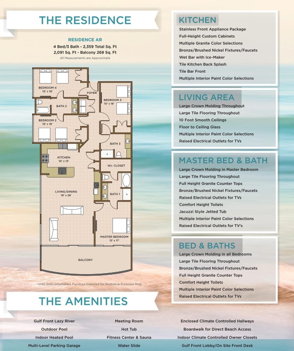 Explore this spacious 4 bedroom 3 bath rental with stunning views and beachfront balcony access from the master suite