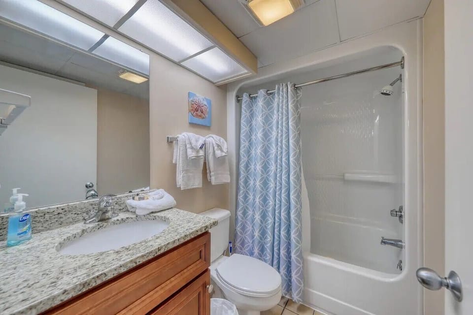 Convenient and well-appointed private bath attached to the master bedroom.