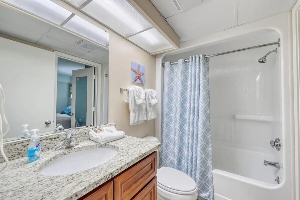Convenient and well-appointed private bath attached to the master bedroom.