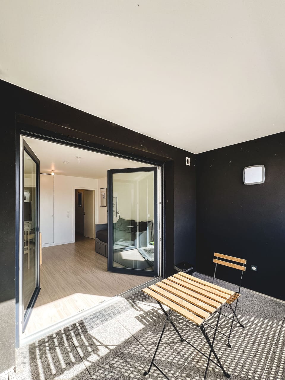 Large sunny balcony