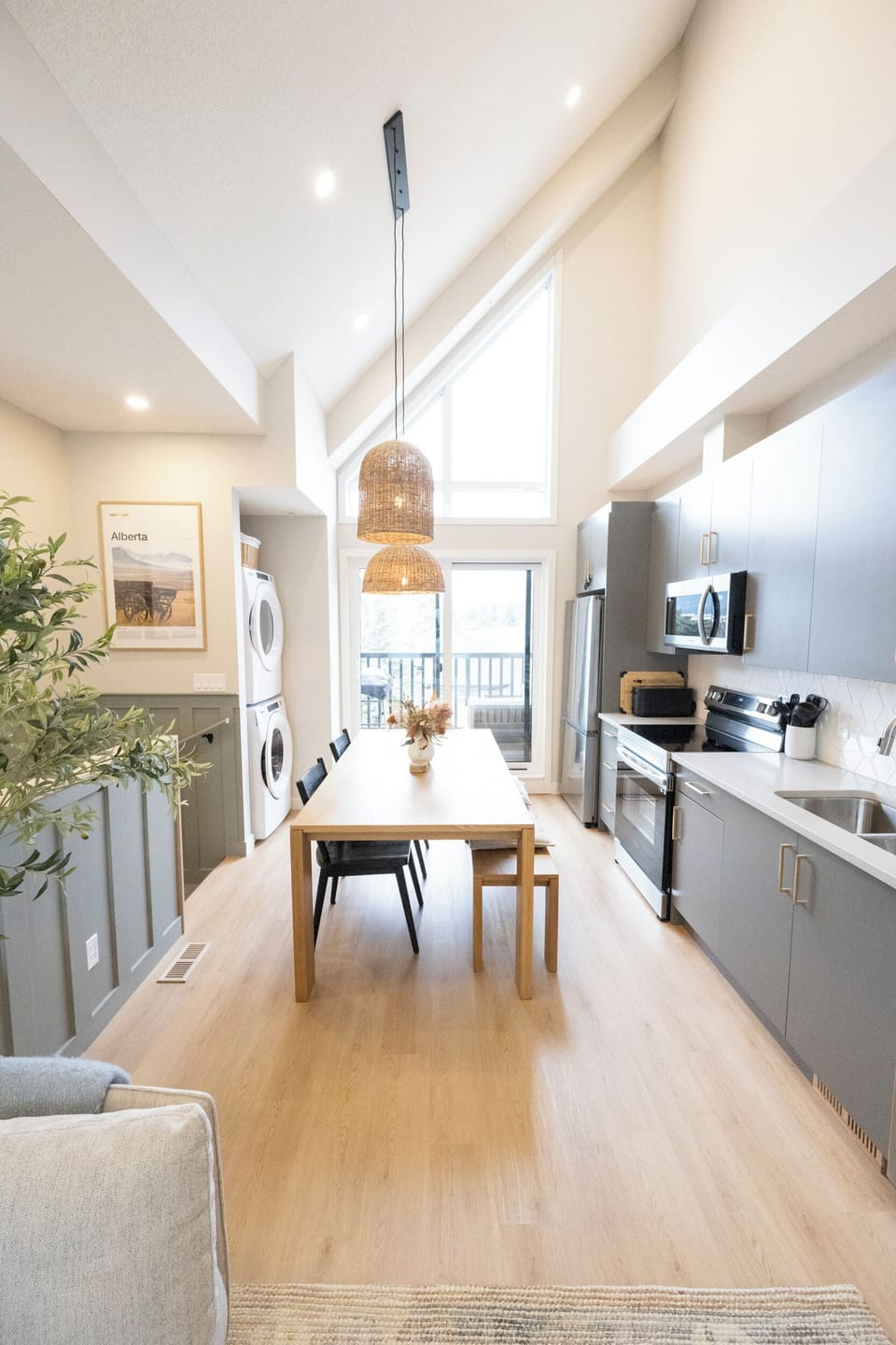 Dinning / Kitchen area with a West facing Patio.