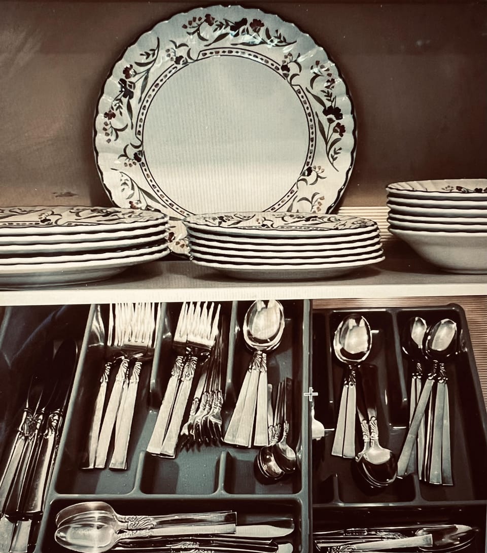 Silverware and fine china for special events. 