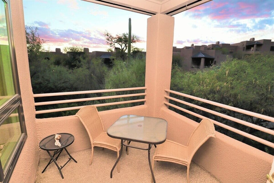 Patio with sunset views