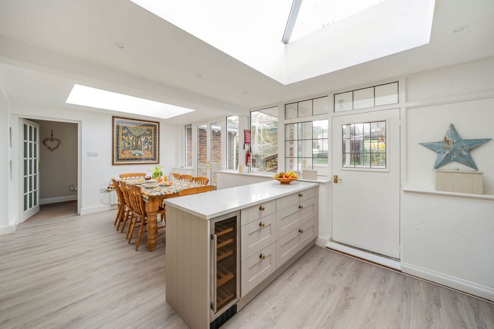 East Cottage, Langton Herring, Weymouth: The main kitchen with integral wine fridge