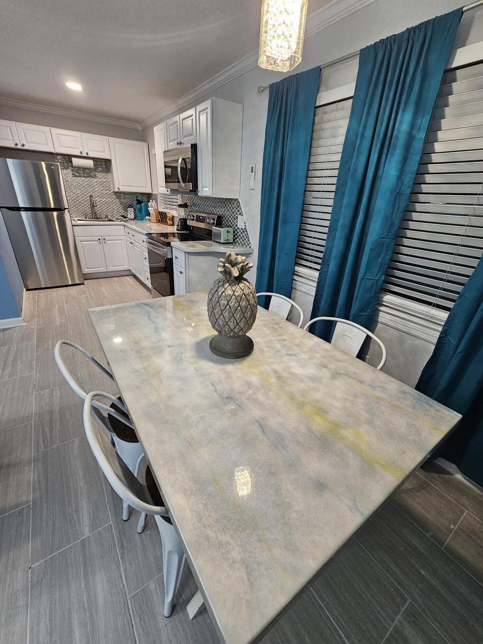 Kitchen table seats four!