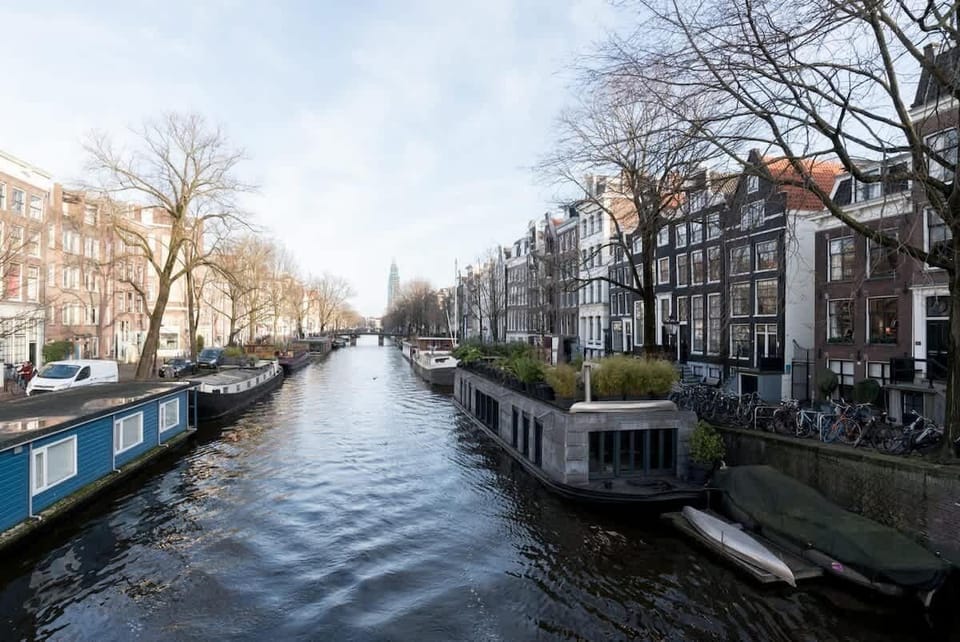 Scenic view outside the apartment of the typical Amsterdam canals