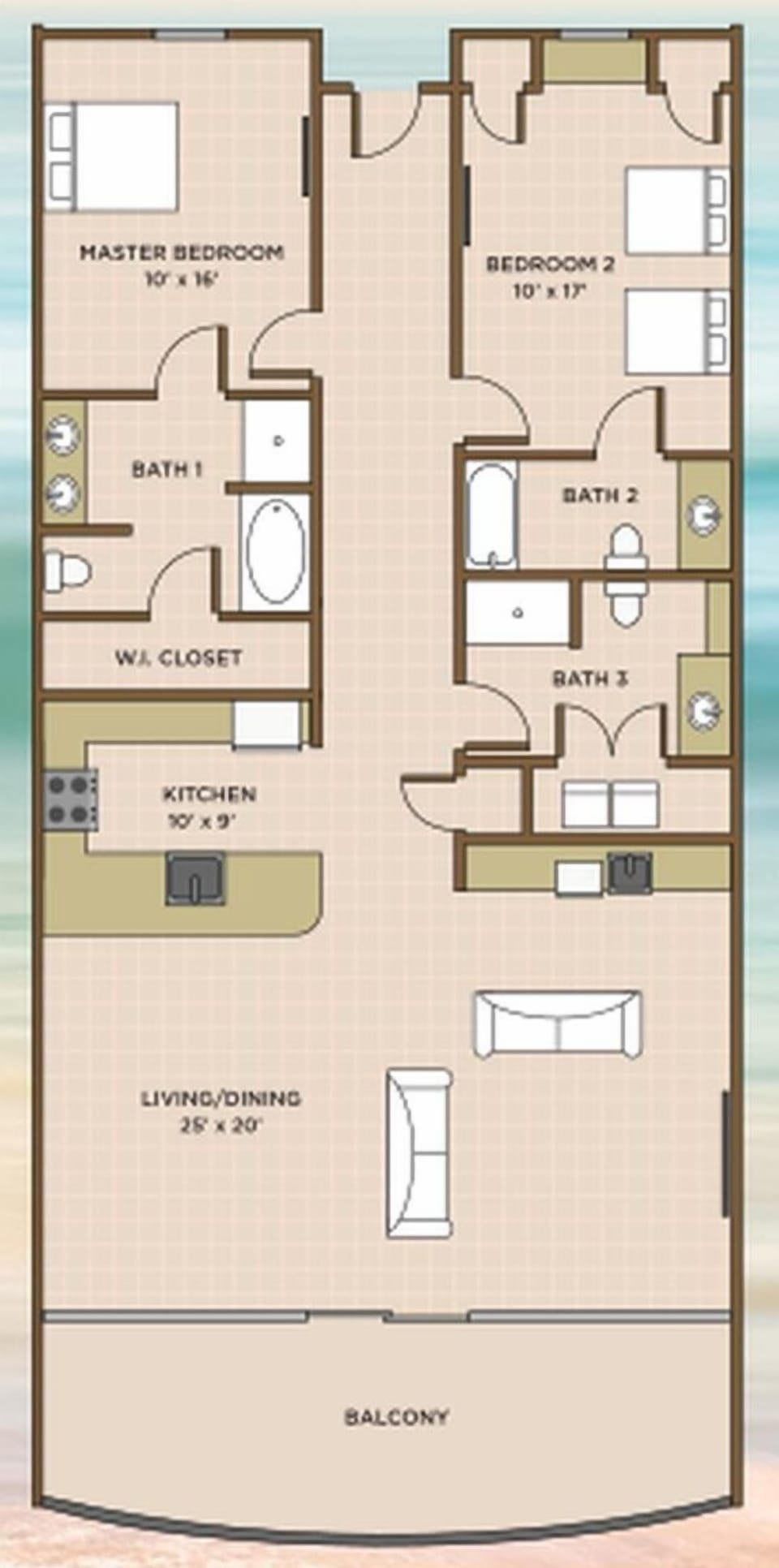 Condo, 2 Bedrooms | Property map