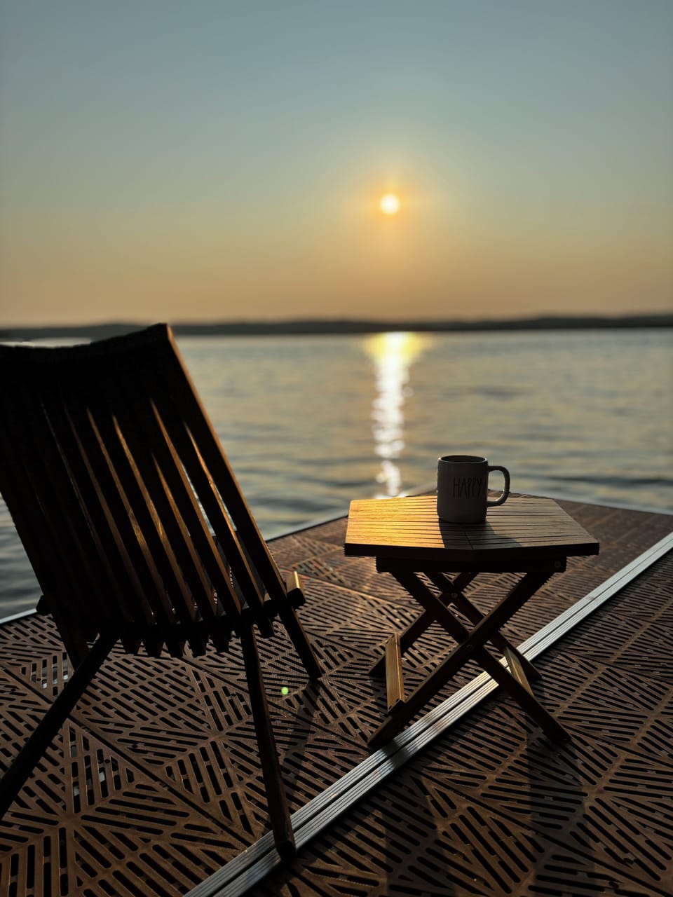 Sunrise view from dock and morning coffee ☕️ ❤️