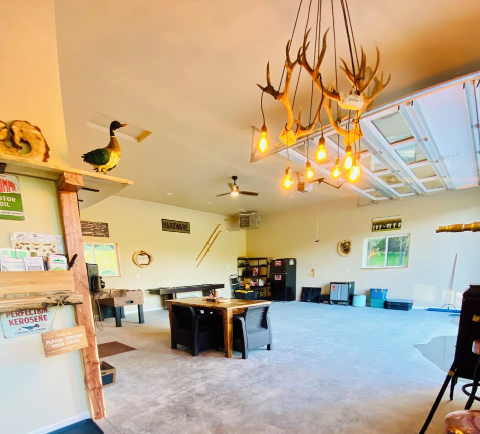 Garage fun room with views, Foosball and Cornhole 