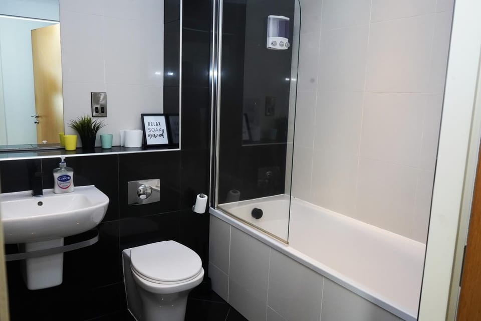 Apartment | Bathroom | Separate tub and shower, deep soaking tub, hair dryer, towels