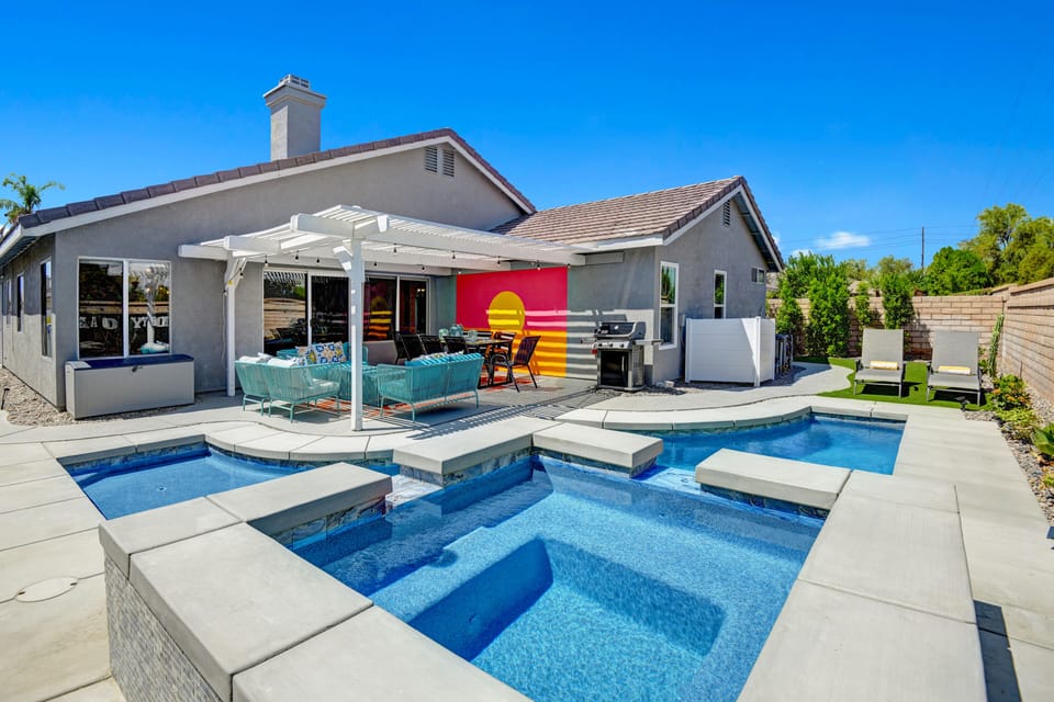 Jacuzzi & pool are only 1 year old w/Pebbletec lining. Heated for add'l fee.