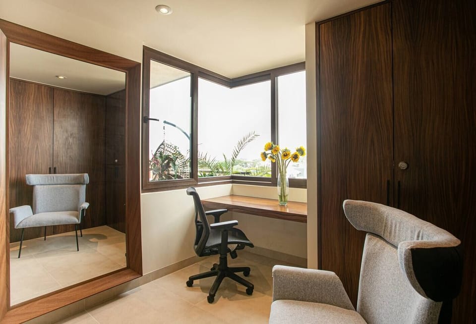Dedicated built-in work area perfect for remote work.