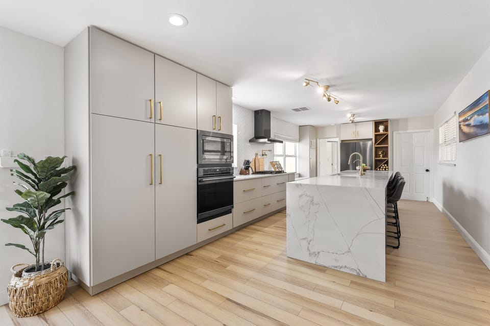 View of the kitchen from the dining area