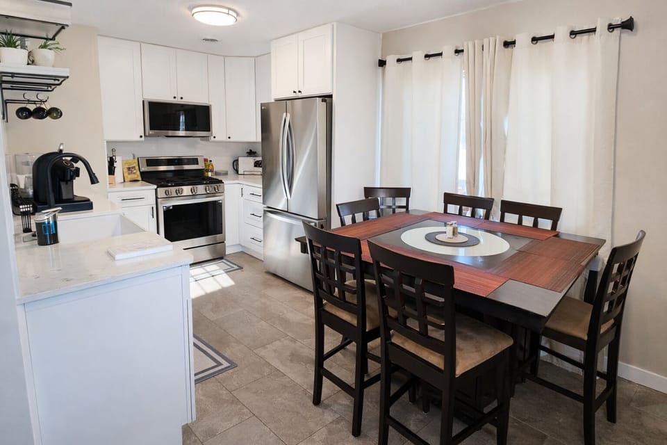 Kitchen/Dining area seating for 8.  Full set of appliances