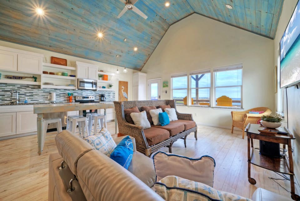Living area with plenty of seating. 
