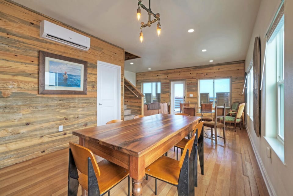 Large dining area with two tables.
