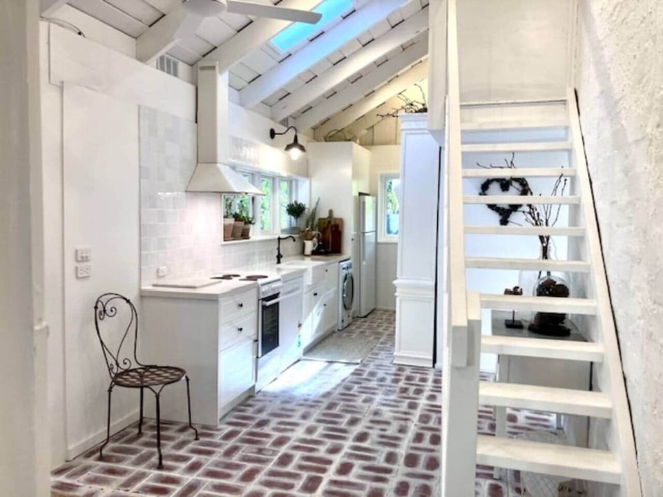 This brand new kitchen has all the amenities needed combined with the charm and warmth of a bygone era. You can choose to cook a feast and lay a fine table, or simply brew coffee whilst taking in  views of the local flora and fauna from the kitchen.