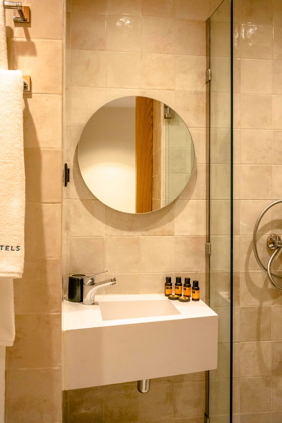 Bathrobes, slippers, towels, soap
