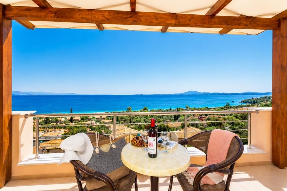 Sheltered terrace area with sea views