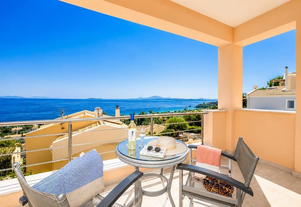 Sheltered terrace area with sea views