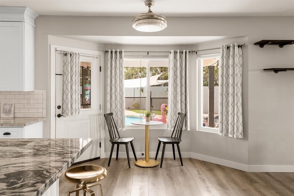 Breakfast nook overlooking the backyard