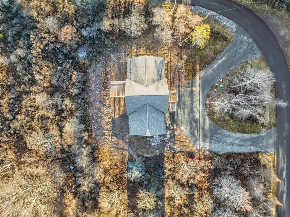 Overhead View of Private Driveway and Cabin Location