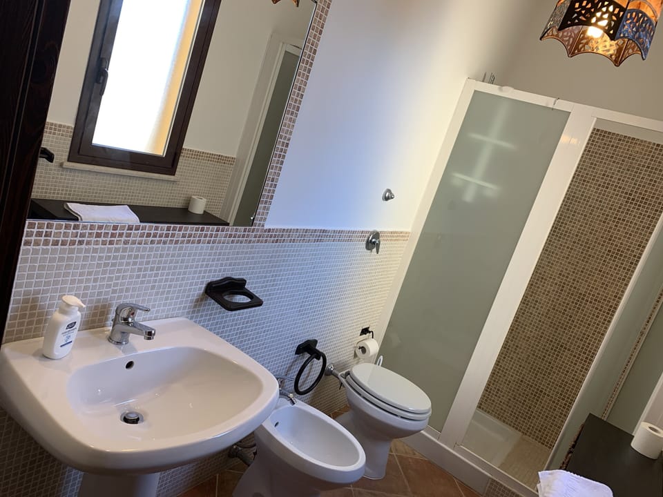 Standard Double Room | Bathroom | Shower, hair dryer, bidet, towels