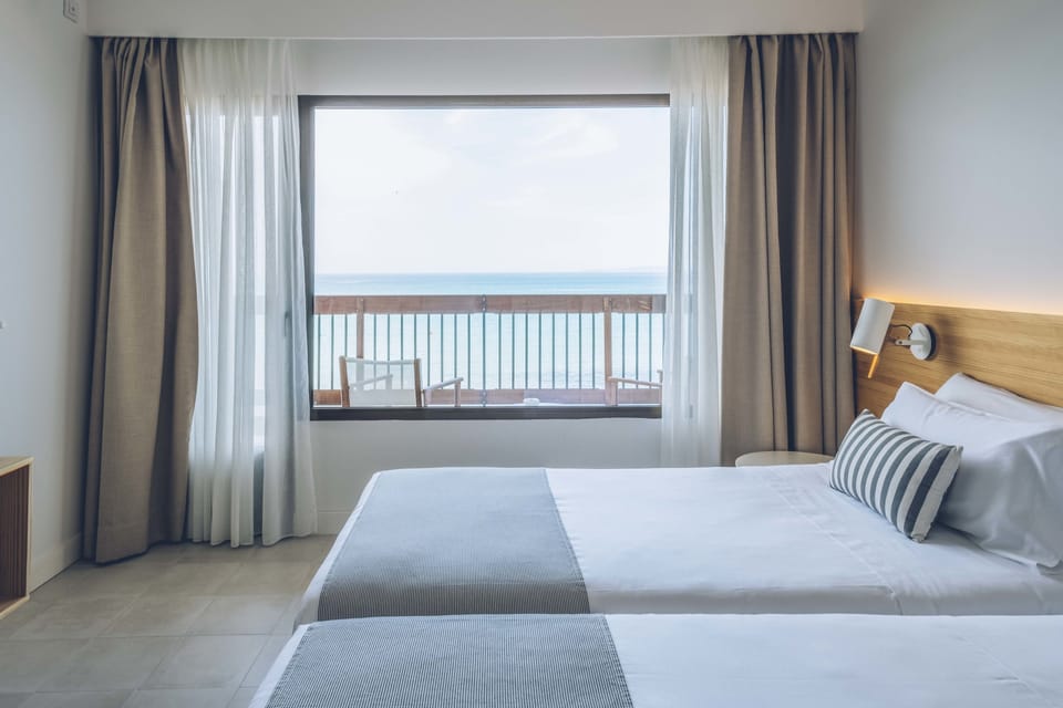 Double Room, Balcony, Beach View | Egyptian cotton sheets, premium bedding, down comforters, minibar
