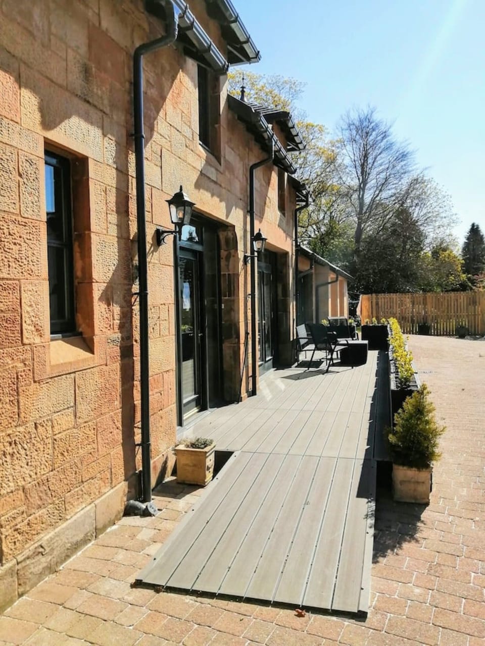 Ramp up to the front door and decking area