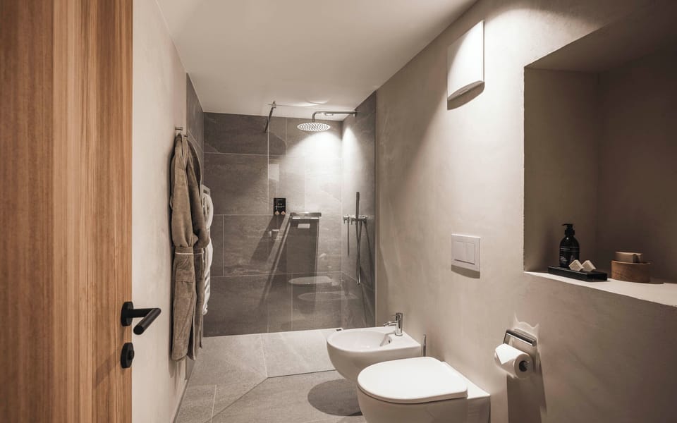 Junior Suite, 1 Queen Bed with Sofa bed, Non Smoking | Bathroom | Shower, rainfall showerhead, designer toiletries, hair dryer